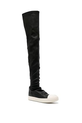 RICK OWENS AI24 SNEAKER PORTERVILLE AL GINOCCHIO IN PELLE DI AGNELLO STRETCH NERA/MILK/MILK Rick Owens | RP02D3893LS911